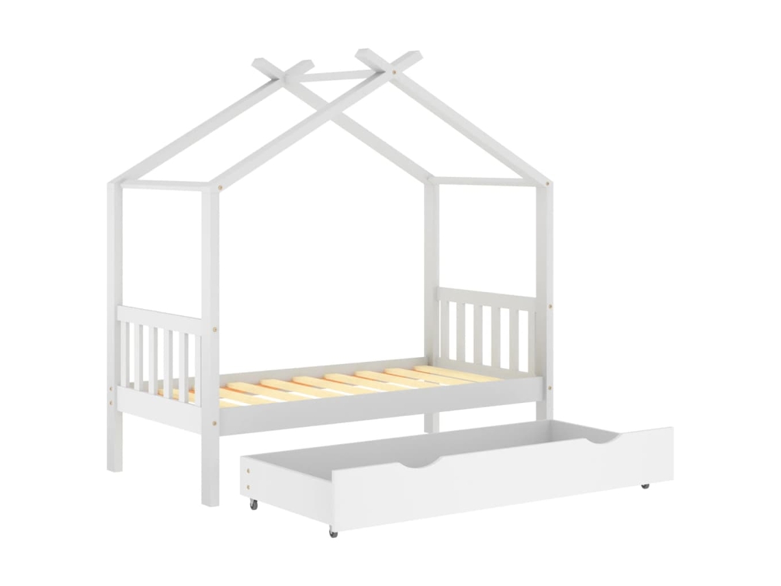 Estructura de cama infantil cajón madera pino blanco 80x160 cm