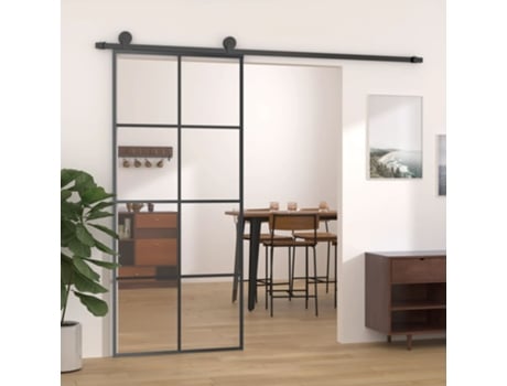 Puerta Corredera Cristal Templado Esmerilado VENTE-UNIQUE Linci  (Transparente - Cristal, Metal - 73x4.5x205 cm)