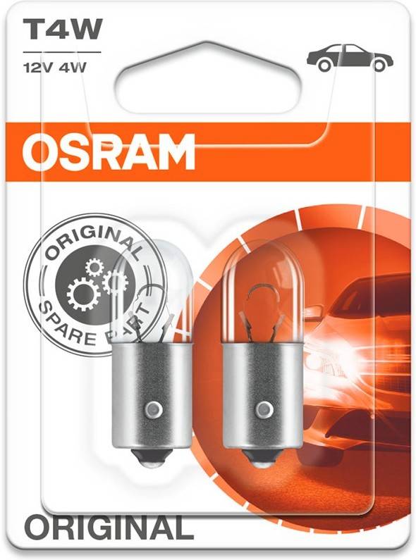 Juego De 2 bombillas osram t4w original line® blister 3200k 14 x 10 5 cm 3893bli2 ba9s 12v 4w 200