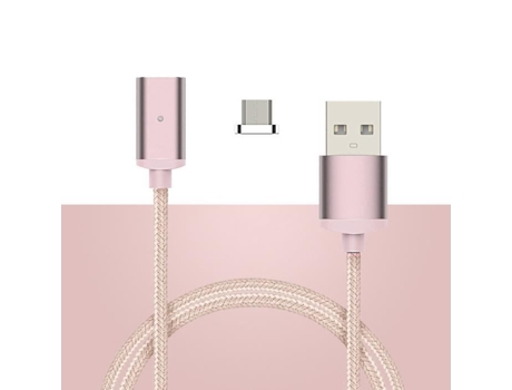 Cable Cargador Usb de Nylon Magnético 1M para Teléfono Android Rosa