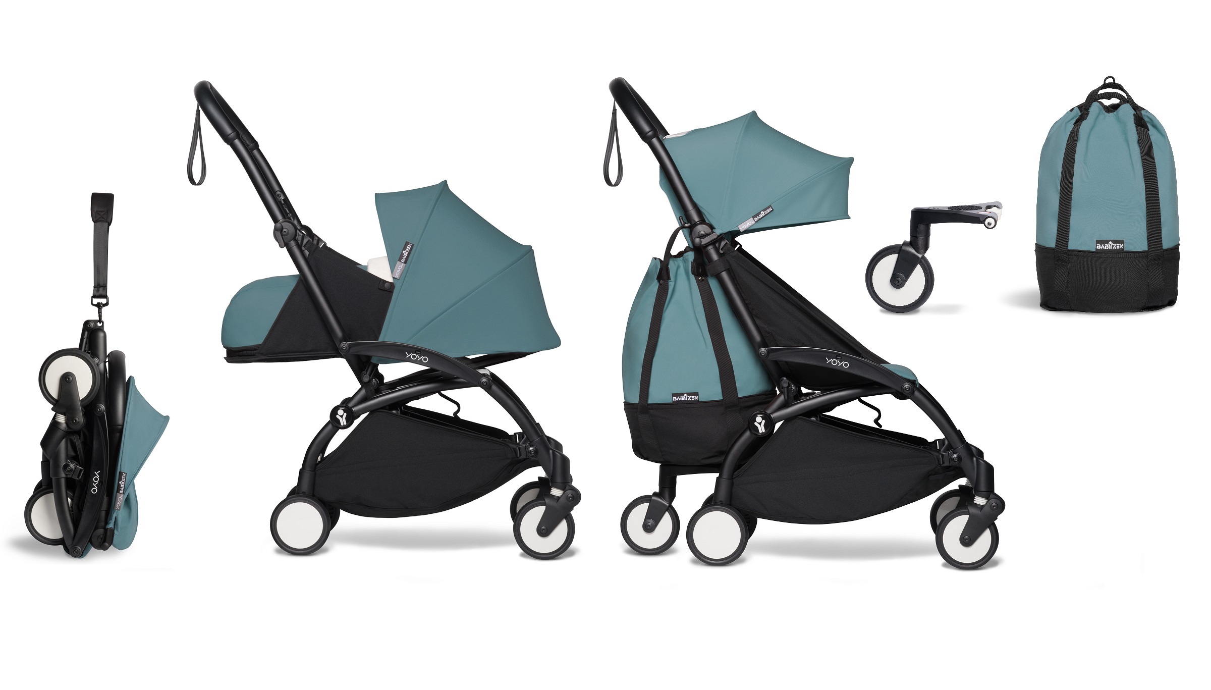 Silla de Paseo BABYZEN Yoyo² Completa Desde El Nacimiento E Incluye Yoyo Bag Aqua con Cuadro Negro