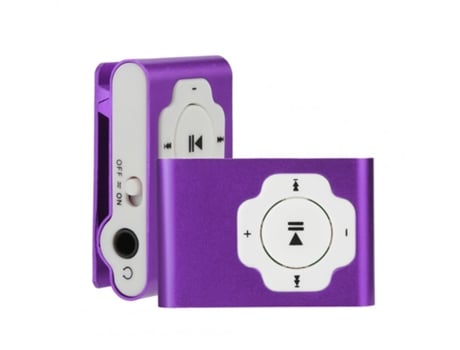 Lector MP3 Mini Cube Player Portable Recargable Tf-Card/Micro SD Holder con Meatal Clip Púrpura