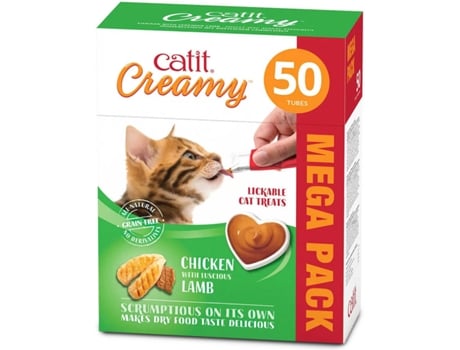 Snack Líquido de Pollo y Cordero para Gatos CATIT Creamy (Cantidad: 50 X 10 g)