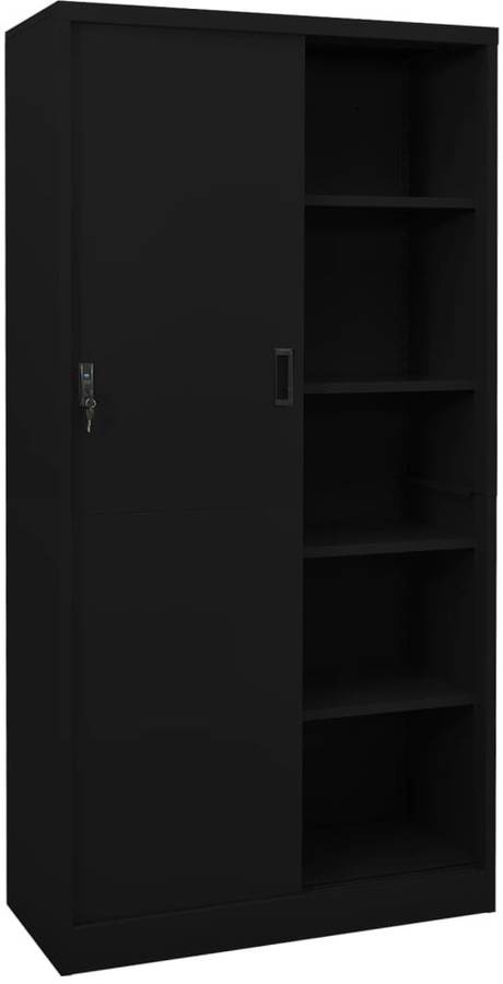 Armario De Oficina con puerta corredera acero negro 90x40x180cm vidaxl 90x40x180