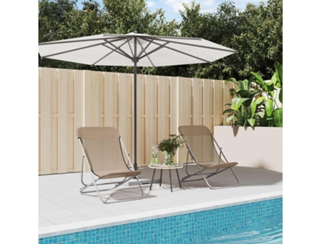 MAISON EXCLUSIVE - Silla de playa plegable 2 uds acero recubierto textilene taupe