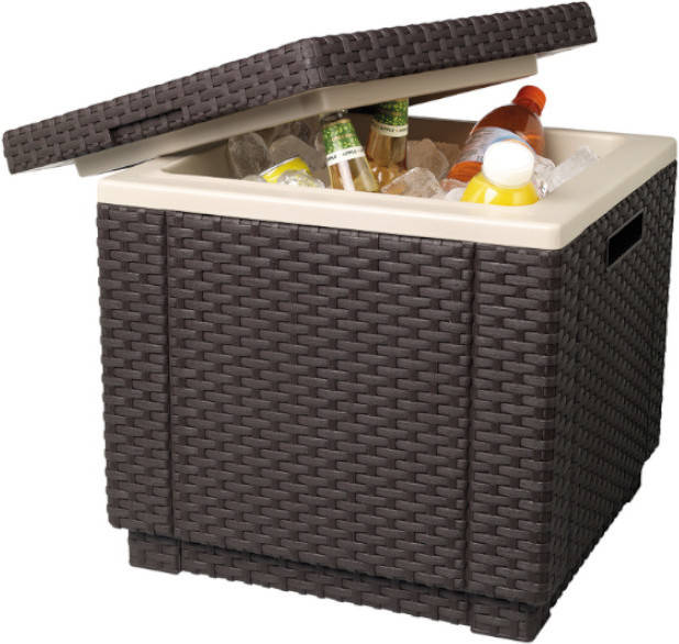 Keter Ice Cube mesa nevera para 5 litros 41x41x41 cm asiento y rigida marron resina curver 38x42x42