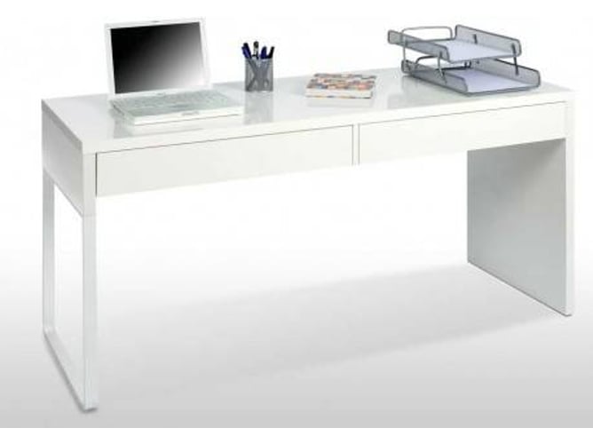 Habitdesign Mesa Escritorio con 2 cajones despacho oficina modelo touch color blanco artik medidas 138 cm ancho x 50 fondo 75