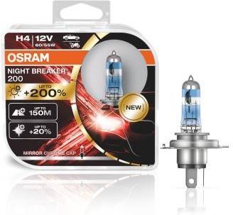 Juego de 2 Bombillas OSRAM H4 Night Breaker® Laser HCB (3900K - Halogéno - 11 x 10 x 5 cm)