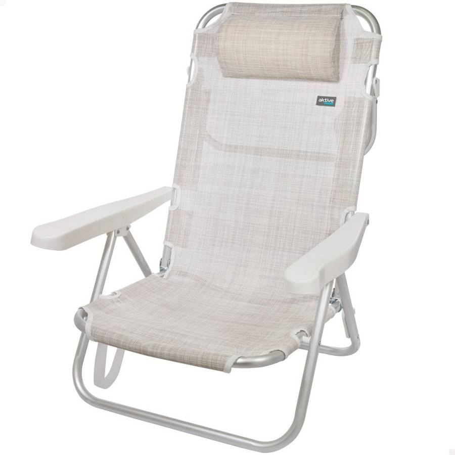 Aktive 53975 Silla reclinable playa 5 posiciones altura del asiento 21 cm 48x455x84 con asa tr plegable 108x60x82 108x60x82cm