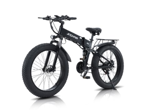 Bicicleta eléfica JINGHMA r5 suspensión completa 26 * 4,0 pulgadas neumáticos / 800W sin cepillo / 14ah batería de litio negra