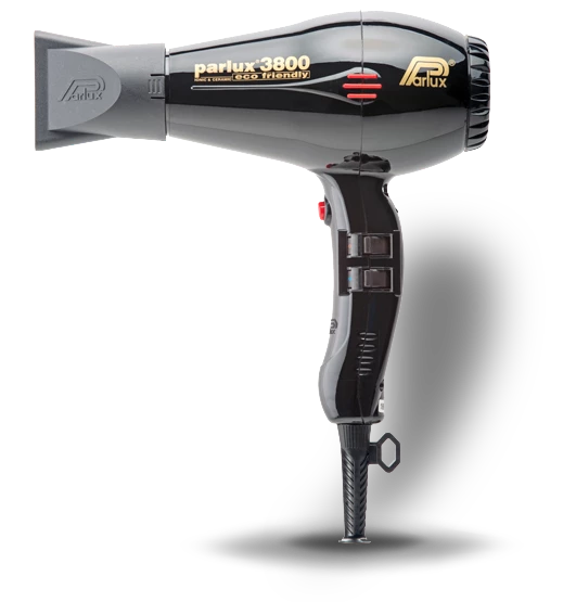 Secador de pelo ECELEN Parlux3800 negro Profesional ión cerámica secador de cabello Eco-Friendly (1600 W - 3 Niveles de temperatura)