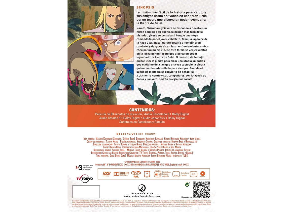 DVD Naruto Eiga 2: Gekijyå -Ban Naruto Daigekitotsu! / Naruto: La Leyenda  de La Pieda de Gelel Película 2 | Worten.es