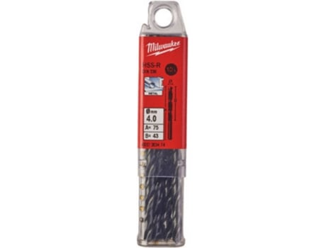 Paquetes de Broca para Metal Estampadas MILWAUKEE - DIN 338 - HSSR 4.0 x 75 - 10 pcs