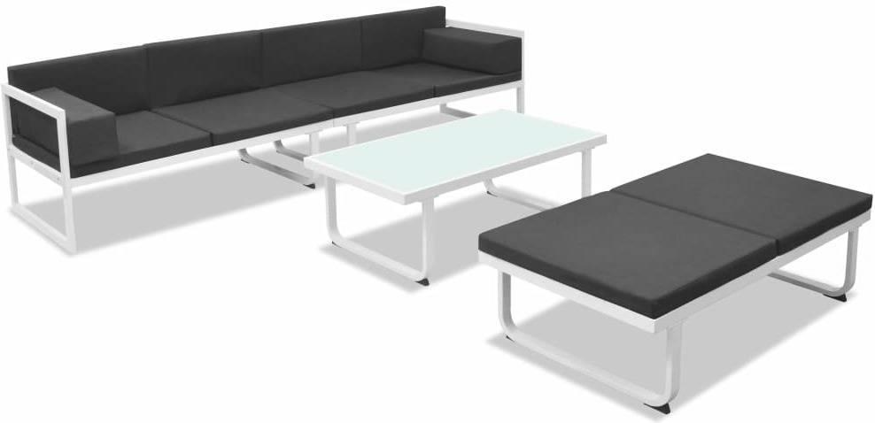 Vidaxl Set Muebles 13 pzas aluminio negro blanco sofá mesa de exterior piezas textilene y conjunto lounge 254x193x60 4