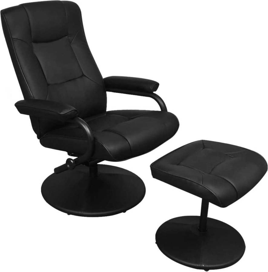 Sillón VIDAXL TV c/ reposapiés cuero artificial negro