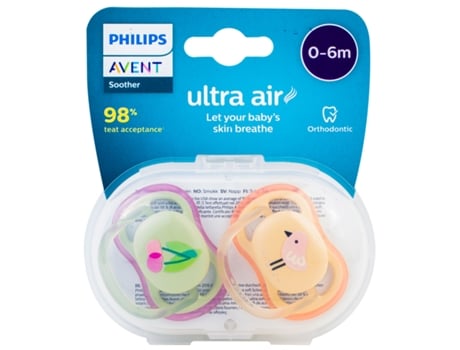 AVENT Chupetes Ultra Air para Bebé de 0 a 6 Meses 2 Uds