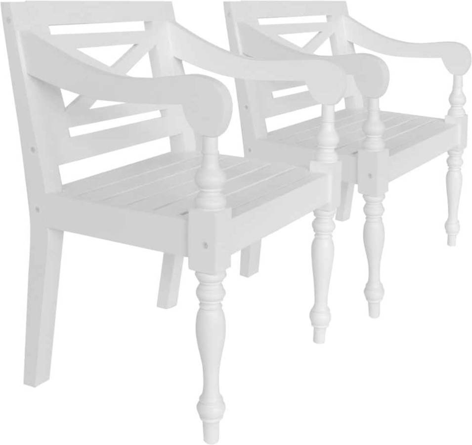 2 Vidaxl Batavia madera caoba maciza blanco 2x set sillones comedor patio terraza unidades