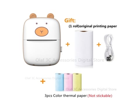 Mini impresora de etiquetas de gatos y osos, impresora térmica portátil de 200Dpi, impresión sin tinta, pegatinas de 57Mm para Ios y Android HHZ