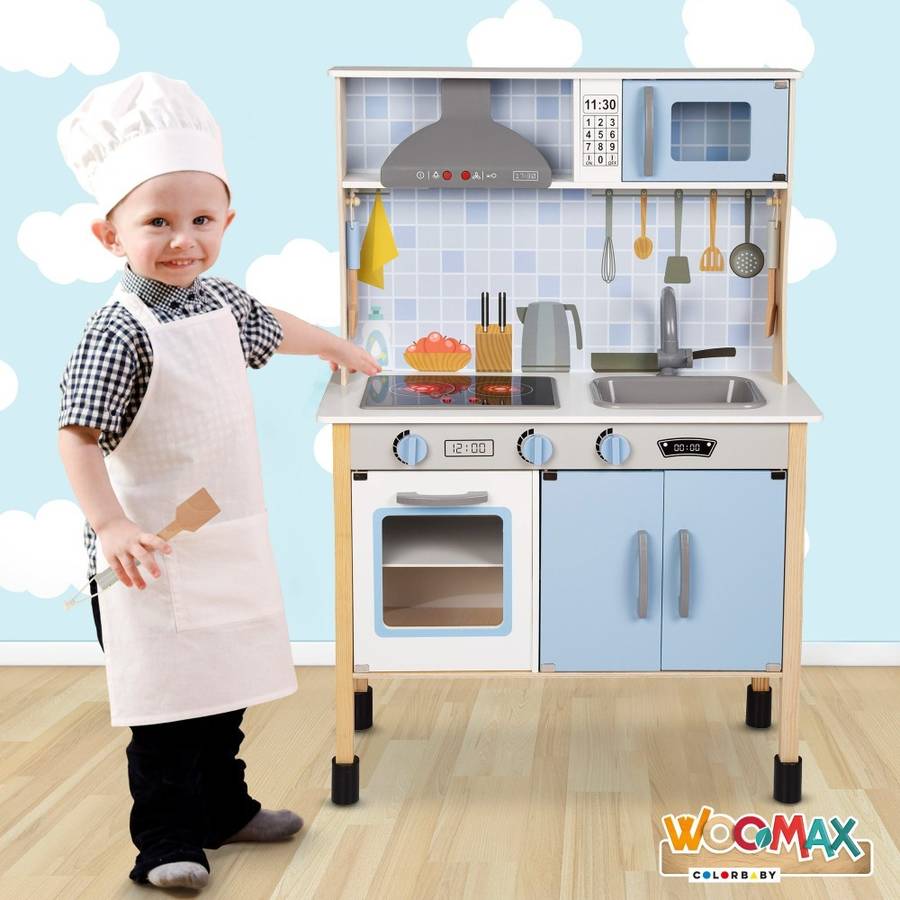 Cocina de Juguete WOOMAX de madera con sonidos (3 años - 70x30x103,5 cm)