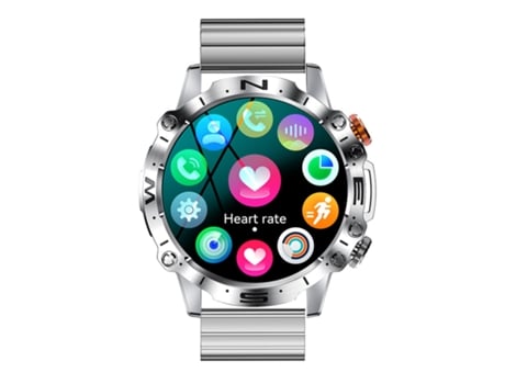 Smartwatch OHPA K59 tela conversa música tempo 1.43 multi-esporte prateado