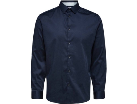 Camisa SELECTED Slim Algodón Hombre (XXL - Azul)