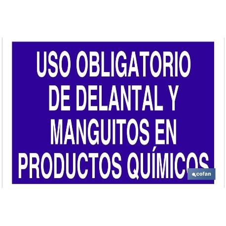 Plimpo Señal Poliestireno 297x210 uso obligatorio delantal y manguitos en productos neoferr