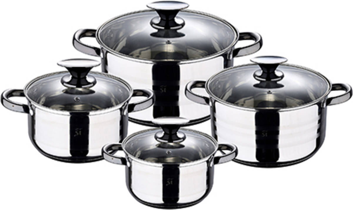 Tren de Cocina SAN IGANCIO SG-8020 (Negro - Acero Inoxidable - 8 Piezas)