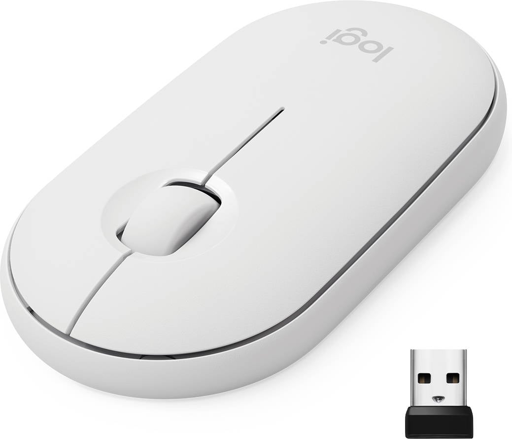 Ratón LOGITECH M350 Pebble (Bluetooth - Regular - 1000 dpi - Blanco)