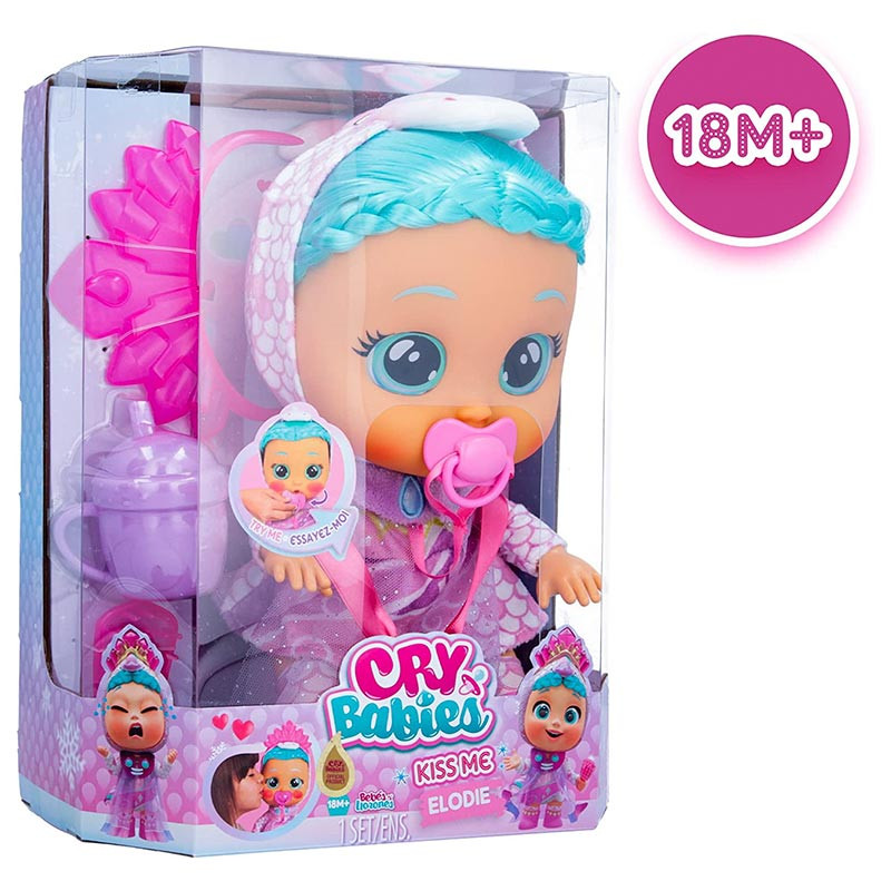 Bebé de Jugar IMC Crybabies Kiss Me Elodie (18 cm - Edad Mínima Recomendada 1,6 años)