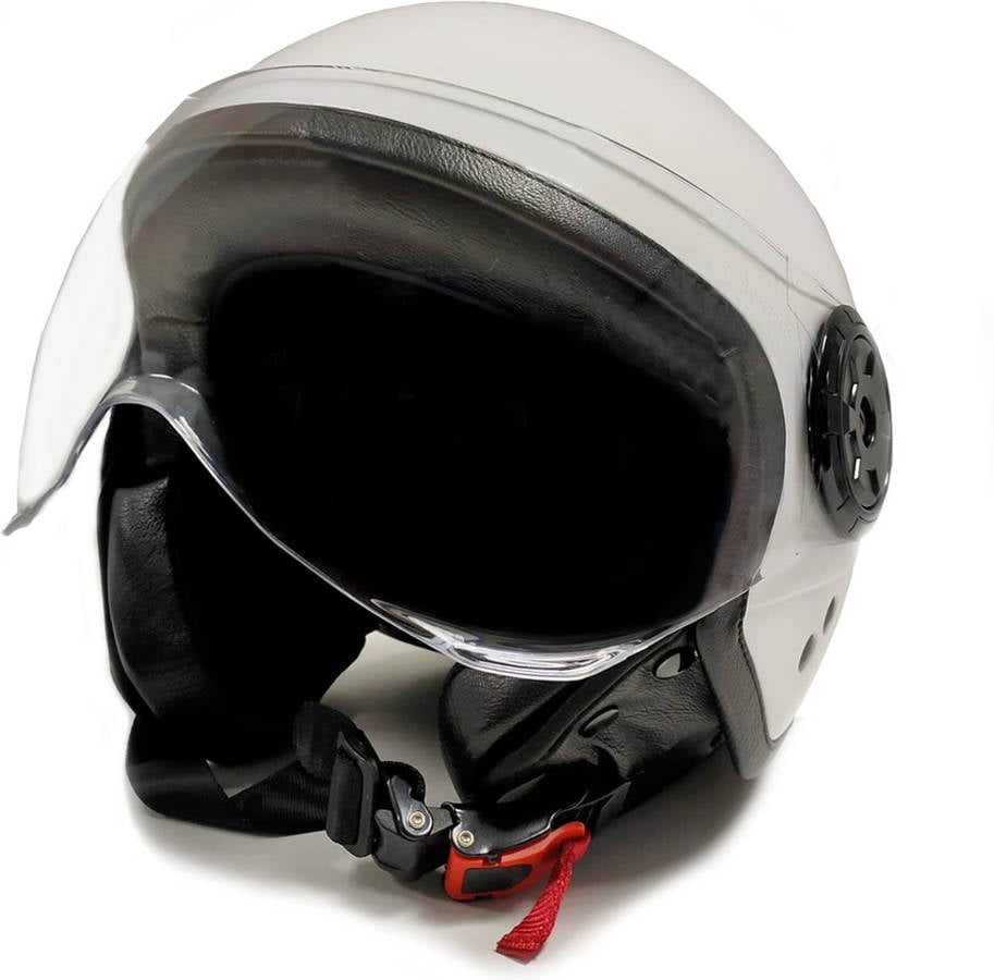 Casco Moto Jet GRAN SCOOTER  (Con Gafas Protectoras, Homologado, Forro Agradable Y Extraible)Talla L- Blanco