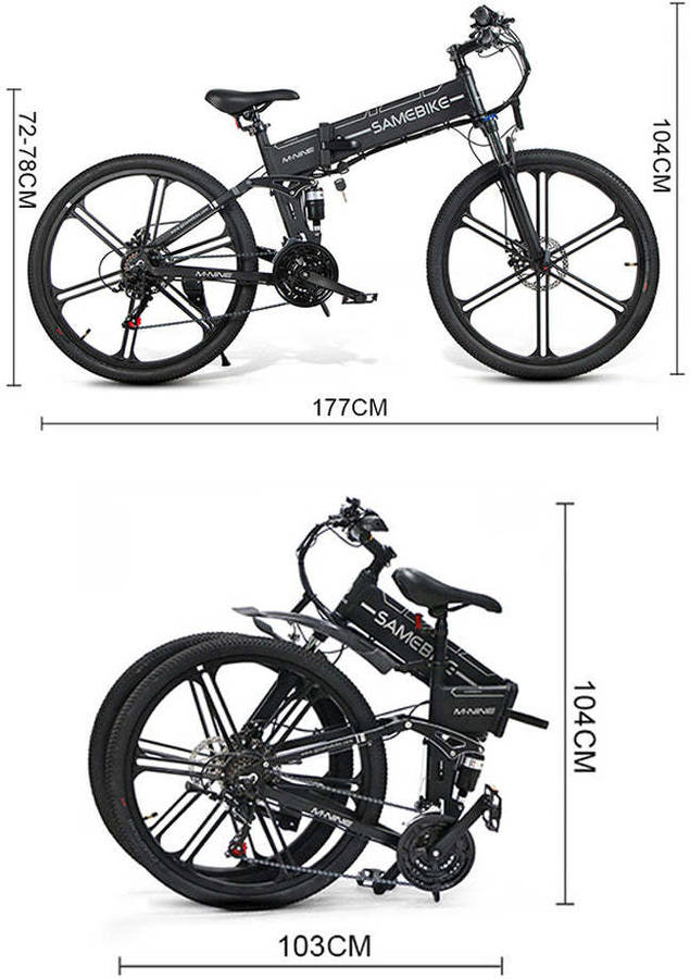 Bicicleta Samebike Lo26 ii negro velocidad 30kmh autonomia 100km