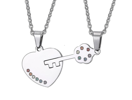 Collar de pareja Heart Key Pendse Rainbow Collar