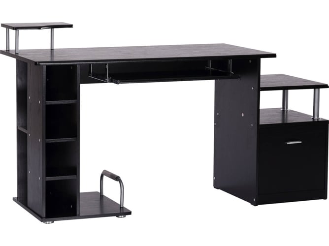 Homcom Mesa Ordenador pc para oficina despacho estudio dormitorio escritorio madera 152x60x88cm negro 920013 152 60 88