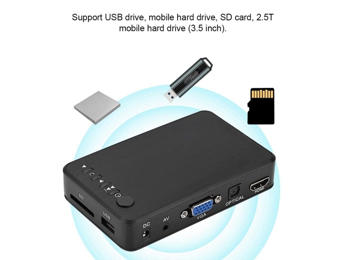 Reproductor Multimedia, Reproductor Multimedia de Disco Duro de TV HD 1080P  para Tarjeta SD para Unidad USB (Enchufe de la UE) : : Electrónica
