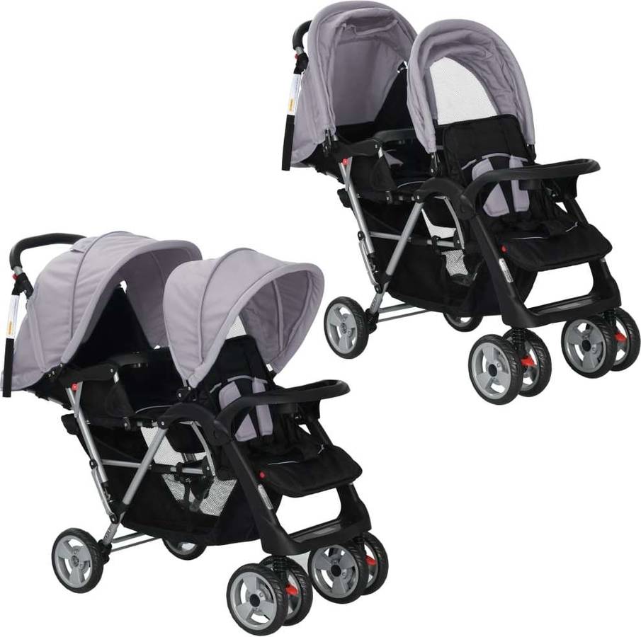 Carrito de Bebé Gemelos VIDAXL Gris