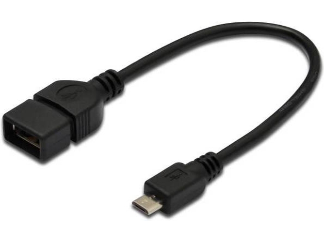 Cable de Datos DIGITUS (Micro USB B - USB A - 20 cm - Negro)