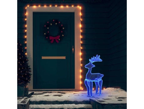 Reno De Navidad vidaxl con malla acero 306 luces led pvc azul 60x24x89cm