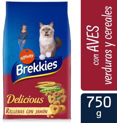 Brekkies Pienso Para gatos delicious con una aves y verduras 3000 gr 4 x 3 kg excel seca