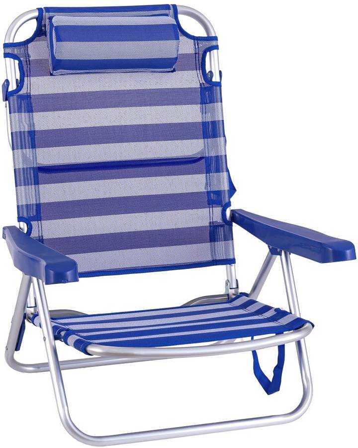 Silla de Playa LOLAHOME 4 Posiciones (Azul - 61x47x80 cm - Aluminio)