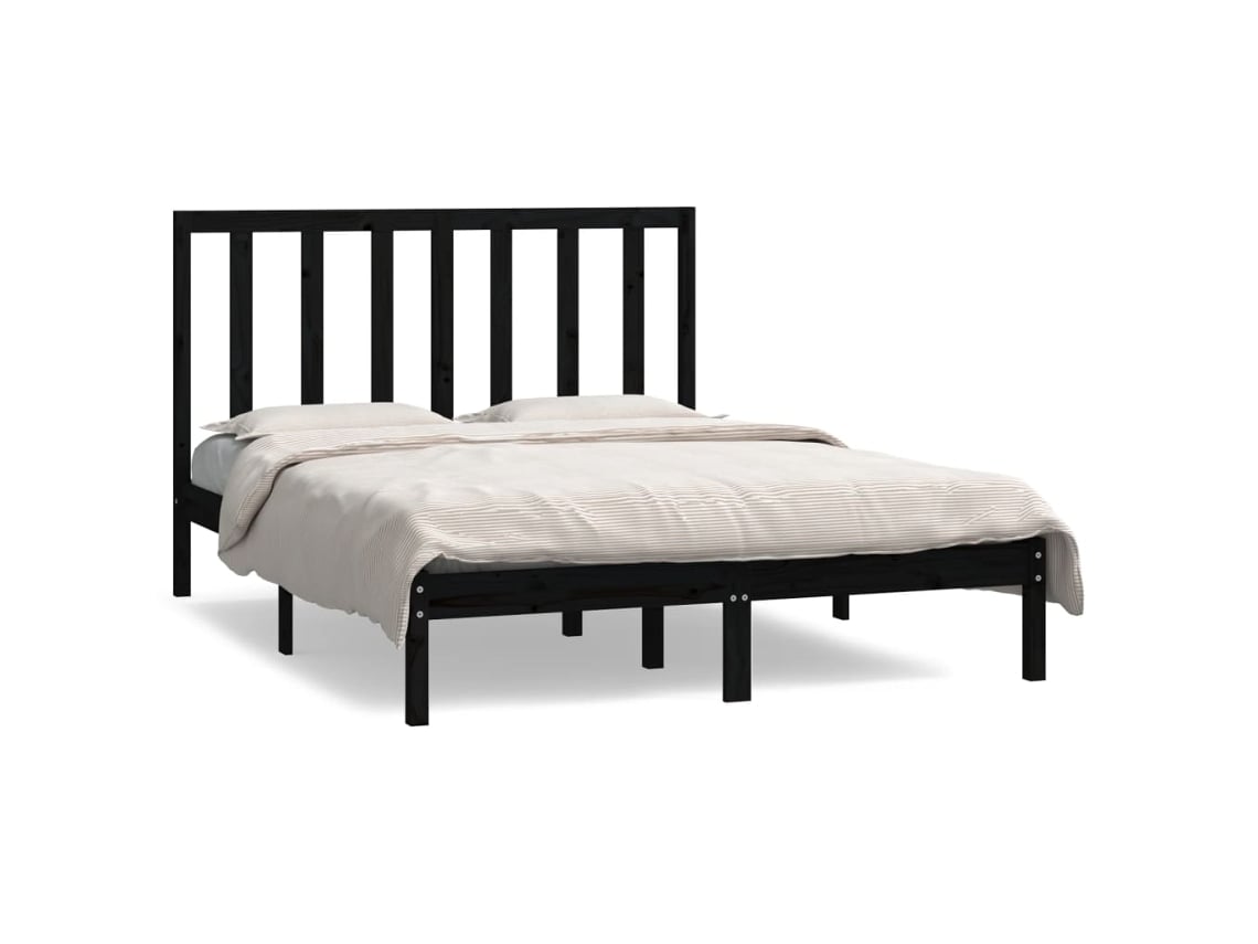 Maison Exclusive Estructura de cama de metal negro 135x190 cm