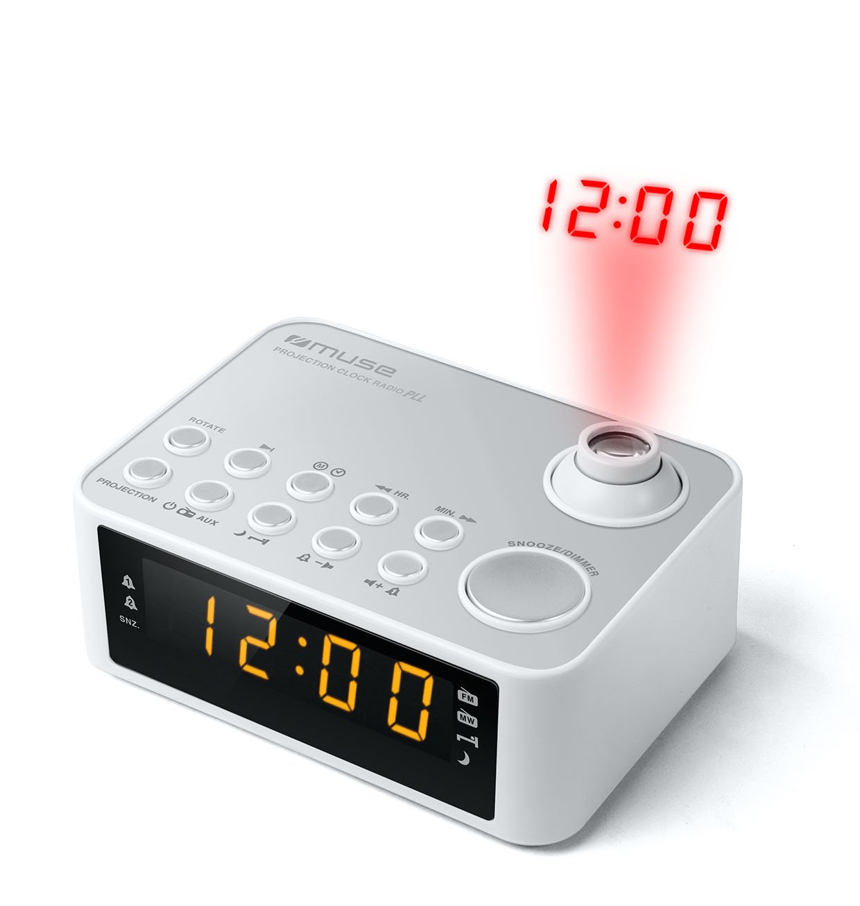 Radio Despertador MUSE M-178 PW (Blanco - PPL - FM/MW - Pilas y Corriente - Alarma Doble - Función Snooze)