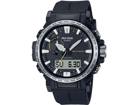 CASIO Reloj Masculino Cuarzo Analógico Digital Correa de Plástico Negra Prw-61-1Aer