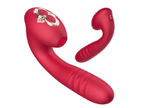 Vibrador telescópico de vibración de succión para mujer (rojo) VEANXIN