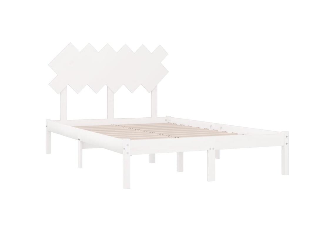 VidaXL Estructura cama doble pequeña madera maciza blanco 120x190 cm