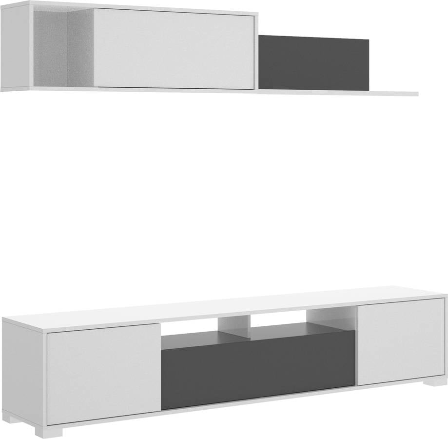 Conjunto de Muebles de TV DKIT Ken (200x180x41cm - Madera - Blanco)