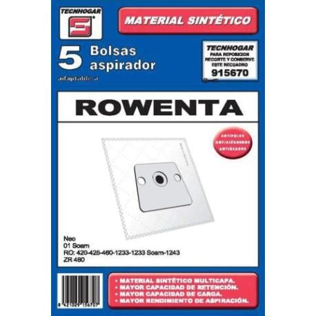 Bolsa aspirador pack 5 uds. rowenta 915670