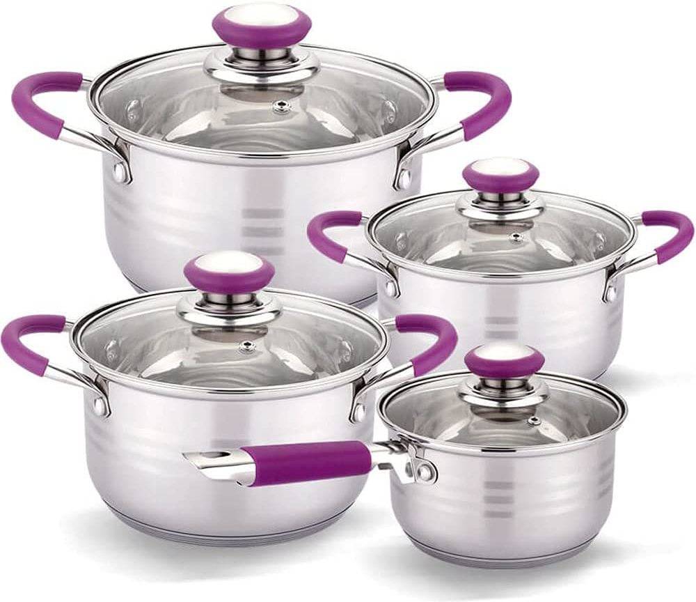 Batería Cocina GRIDINLUX Set 8 Piezas Vitro Inducción Acero Morado