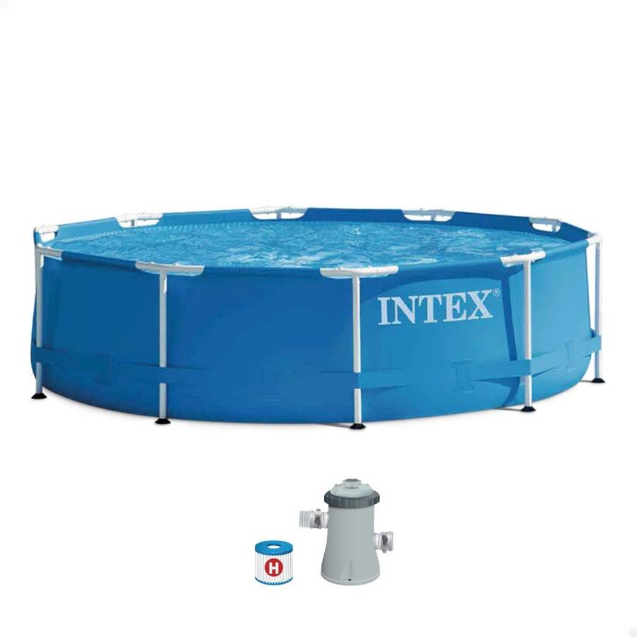 Piscina con Bomba INTEX Metal Frame Redonda Azul (305x76cm - 4485L)