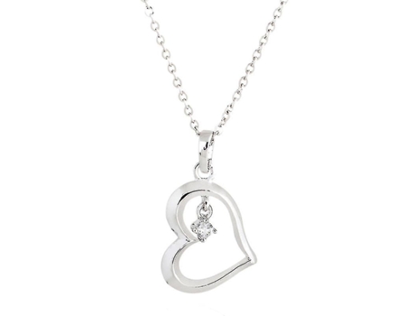 Collar femenino Huecar la forma del corazón Temperamento de circón Collar colgante de cadena deslumbrante (plata)