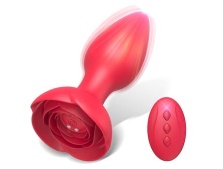 Vibrador anal de silicona a prueba de agua con control remoto con 10 modos para adultos (rojo) VEANXIN